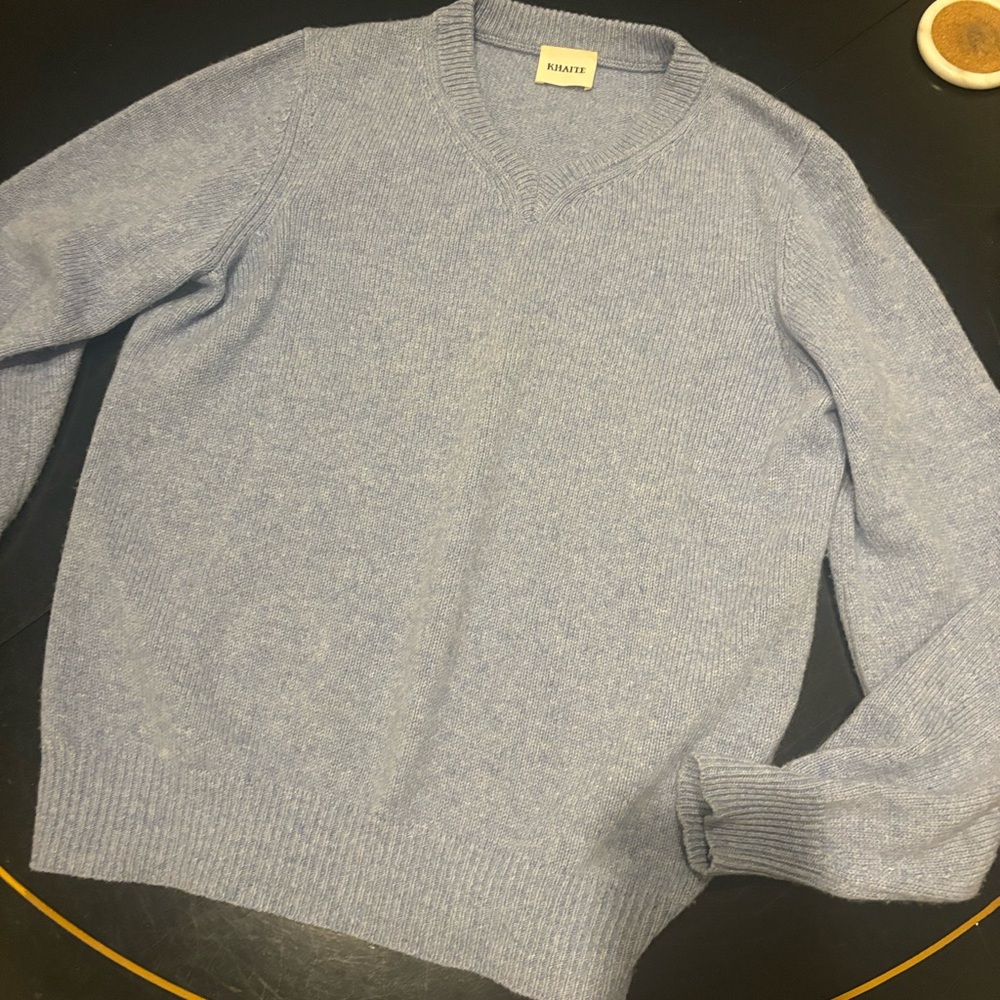 KHAITE Light Blue V-Neck Sweater - Picture 10 of 10